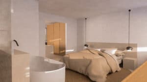 Verbouwing slaapkamer en badkamer ouderkerk aan de Amstel - interieurontwerp: Kelly interieur design