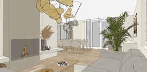 Japandi - Interieurontwerp - Kelly interieur design - zithoek en eethoek