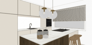 Schets - minimalistisch warm interieur - Kelly Interieur Design keuken