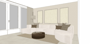 Schets - minimalistisch warm interieur - Kelly Interieur Design zithoek