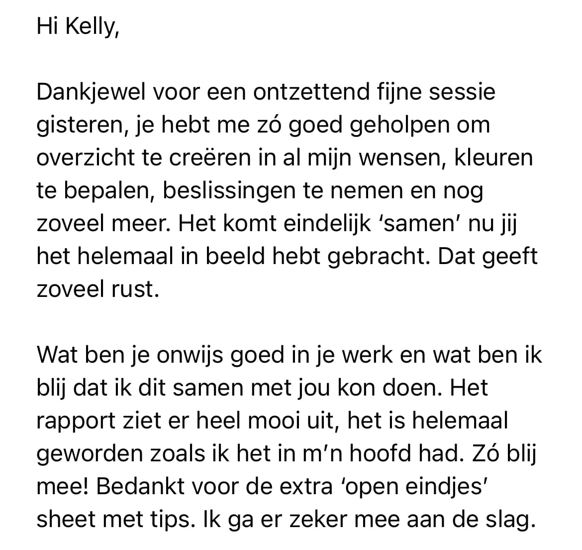 Testimonial Jitske – Kelly Interieur Design Testemonial