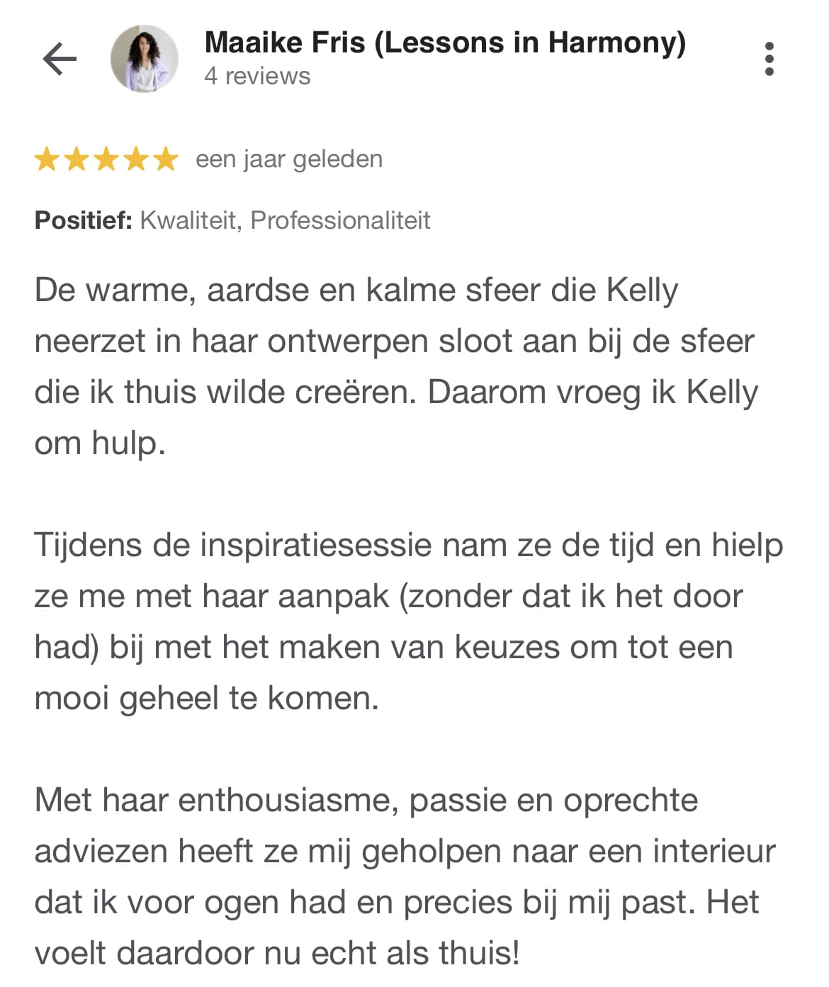 Testimonial Maaike – Kelly Interieur Design Testimonial Maaike - Kelly Interieur Design
