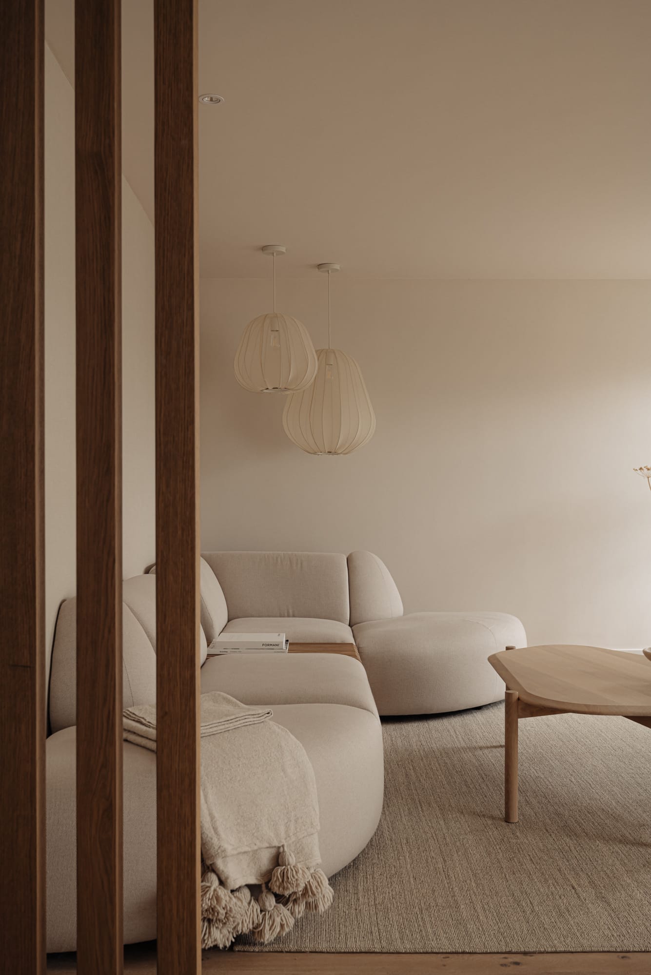 Interieur design traject - Heerhugowaard - Woonhuis - Zithoek japandi roomdivider