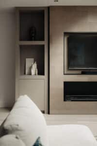 Verbouwing en ontwerp woonhuis Ouderkerk aan de Amstel - Maatwerk tv meubel met accessoire kast